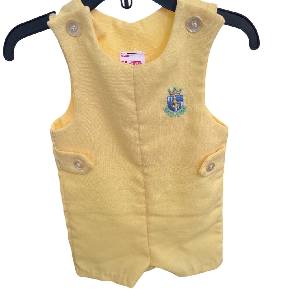 VINTAGE 80s Winnie‎ The Pooh Jon Jon Romper 18mths yellow left embroidered crest